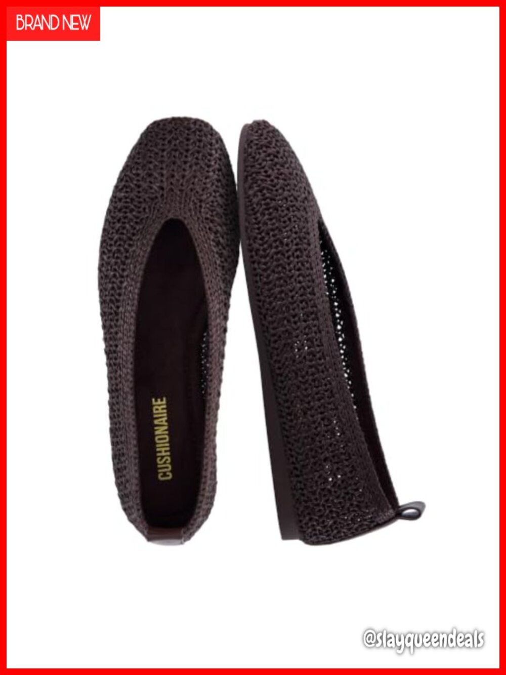 Woven Ballet Flats with Memory Foam and Pull On Tab